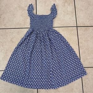 Mini Boden Blue and White Smocked Sundress Girls 7/8